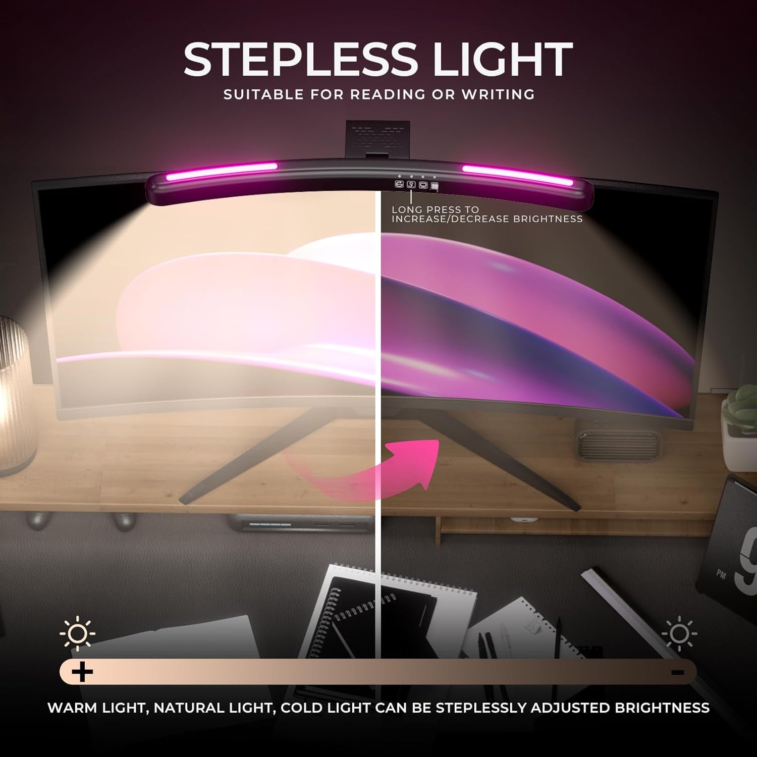 Gebogene Monitor-lichtleiste mit rgb-hintergrundbeleuchtung, augenschonende berühren-atmosphärenbeleuchtung für computerbildschirme zur dekoration von Spielen-räumen