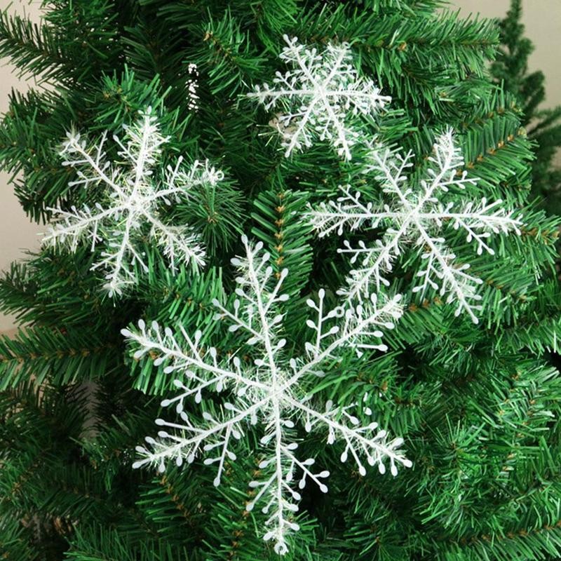 3Pcs Sneeuwvlok Ornament Kerst Decoratie Voor Thuis Wit Plastic Sneeuwvlok Boom Natal Decoratie