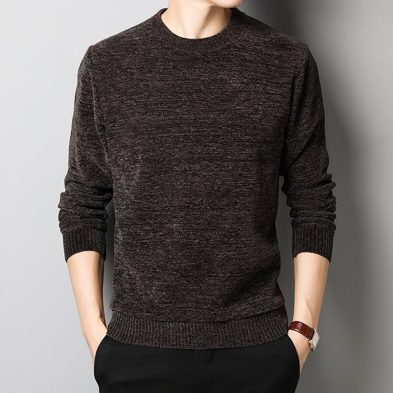 Tyk fløjl mærke trøjer mænd pullover varm slim fit trøjer strikning vinter koreansk stil casual mænd tøj: Kaffe / M