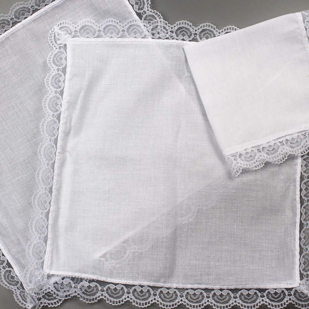 10x gjør-det-selv-dame hvite hankies fest bryllupslommetørklær 100%  bomullshanky