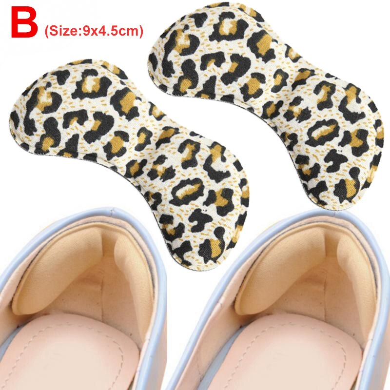 Semelles adhésives Anti-usure, 2 pièces, coussinets de talon, soulagement de la douleur, Patch autocollant, taille ajustable, chaussures, insérer la semelle intérieure, soins des pieds: B (Leopard)