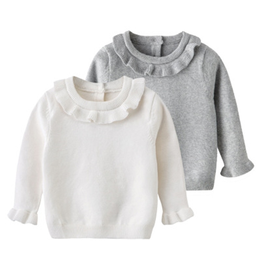 Baby sweater pige vinter langærmet varm forårs strikket baby pige sweater piger pullover top flæse sweater prinsesse tøj