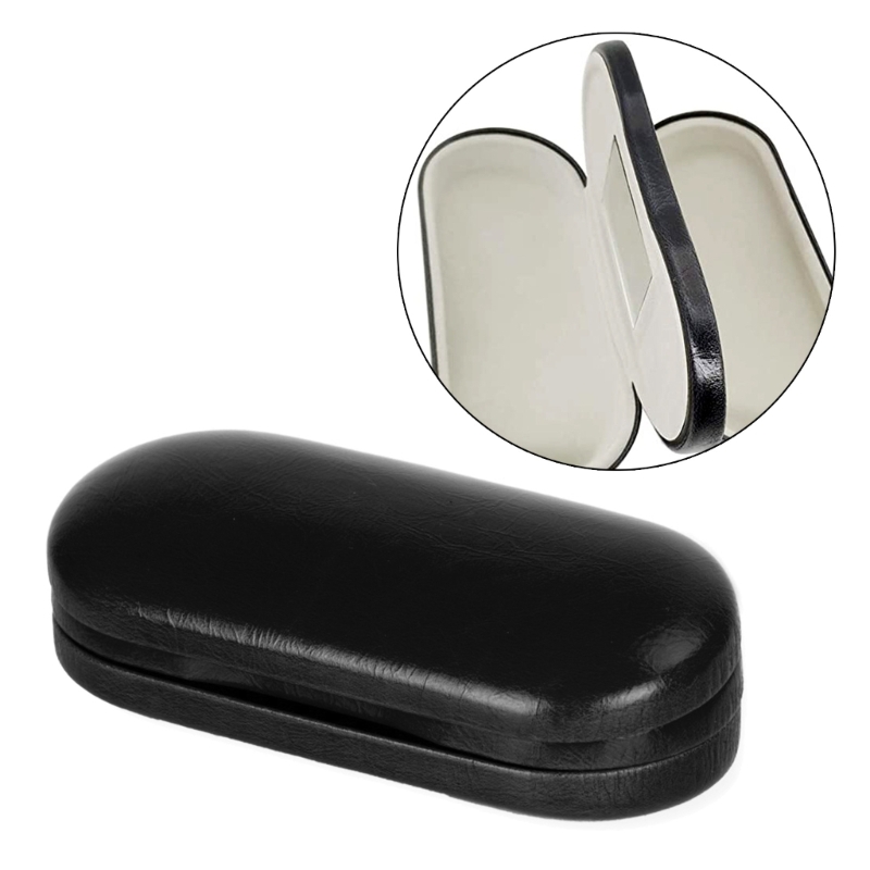 Dual- Glasses Case Double Eyeglasses Case For 2 Pair Eyeglasses Holder Portable Glasses Case Double Layer Glasses Case: black