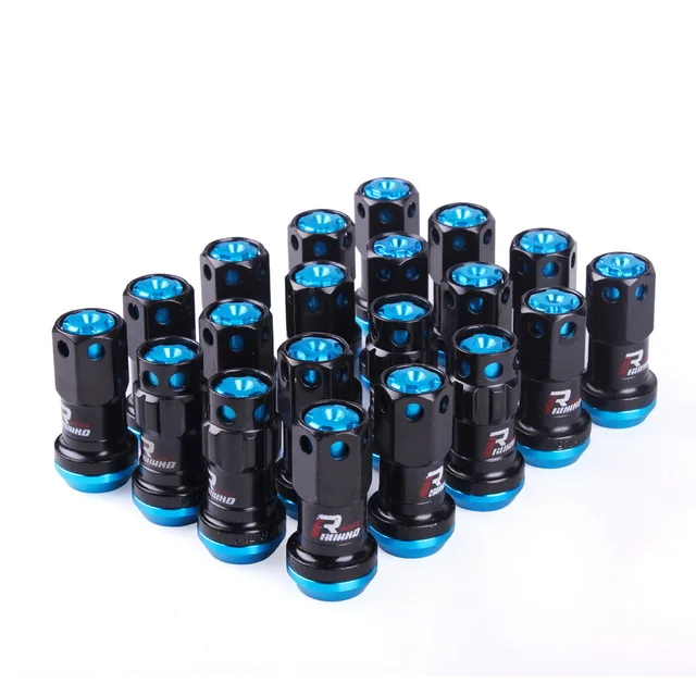 Coole R40 44-mm-Radmuttern M12x1,5/1,25 Rennradmuttern 20 Stück verriegelnde Rennradmuttern + 2 Sätze Sicherheitsschlüssel: m12x1,5 / Blau