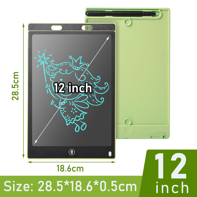 Drawing Tablet 8.5inch 12inch LCD Writing Tablet Electronics Graphics Tablet Drawing Board Ultra Thin Portable Hand Writing: 12inch-green