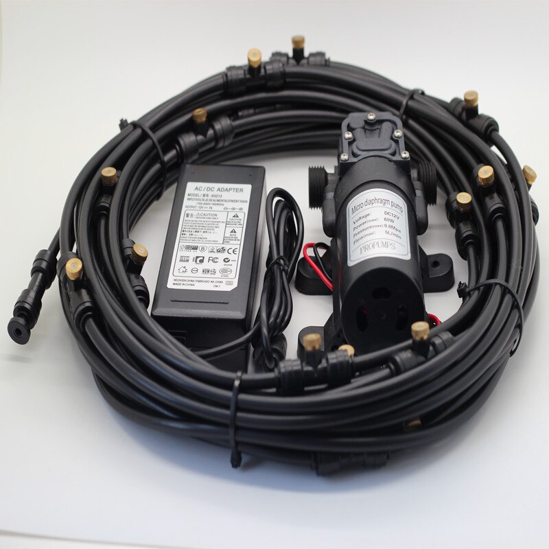 12M Water Mist Spray Electric Diaphragm Pump Kit Misting System Automatic Water Pump Sprayer with Brass Nozzles for Garden: Default Title
