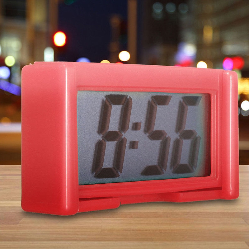 1pc Mini LCD Screen Digital Clock Car Dashboard Clocks Desk Time Clock Home Study Supplies Random Color