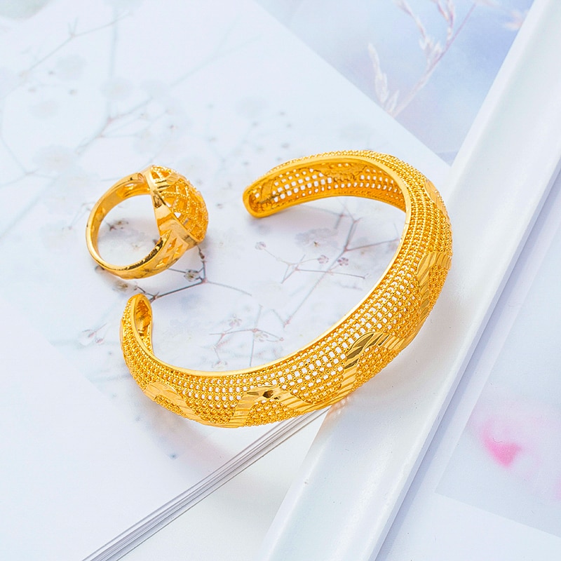 Dubai Armbanden Voor Vrouwen Met Ring Set Ethiopische/Frankrijk/Afrikaanse/Dubai Bruid Armbanden Sieraden