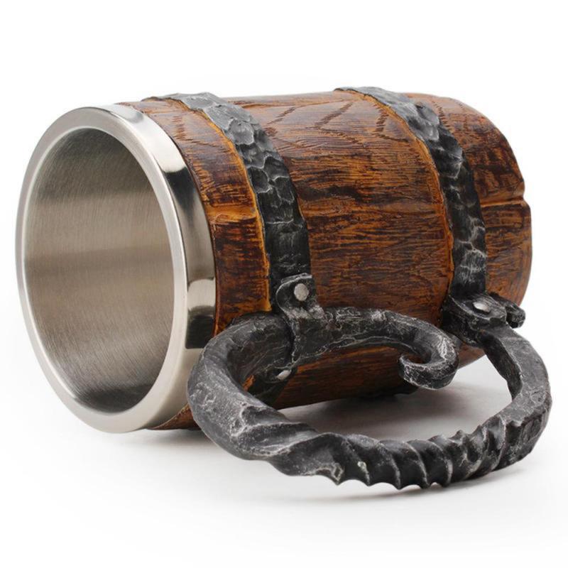 550ml Simulation Rohöl Holz Becher Doppel Wand Isoliert Bier Tasse Wein Becher Große Trinken Becher Wein Becher Bier Becher