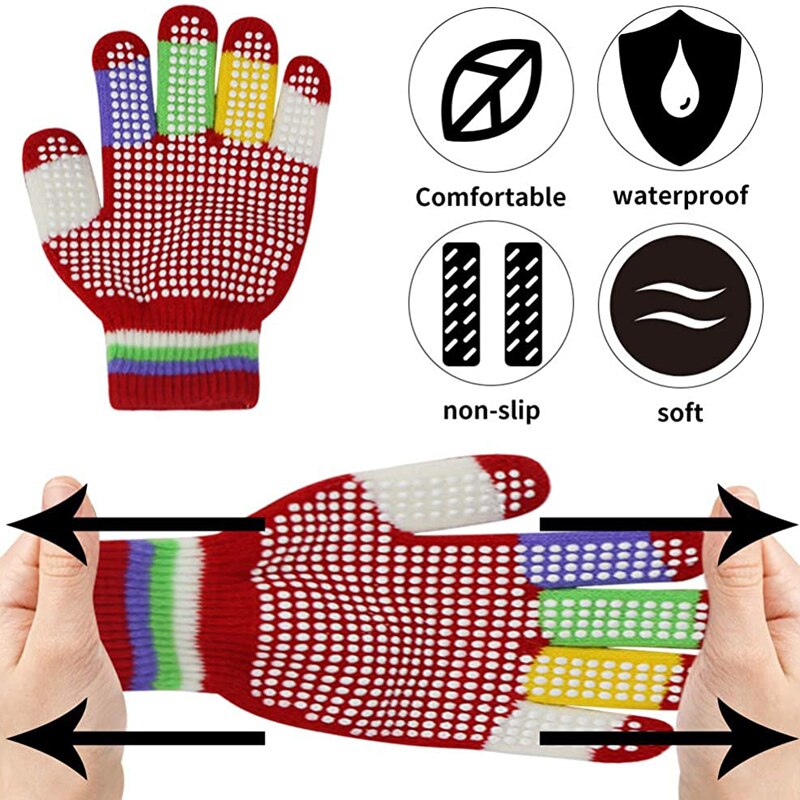 Child Anti-skid Magic Glove Kids Magic-Stretch Gripper Gloves Dot particle Offset Printing Baby Knitted Warm Gloves Kid