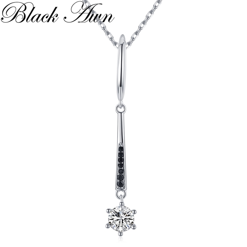 Schwarze ahne silber halskette, echte 100% 925 sterling silber schiebehalskette damenschmuck klassische runde halsketten & anhänger  k071