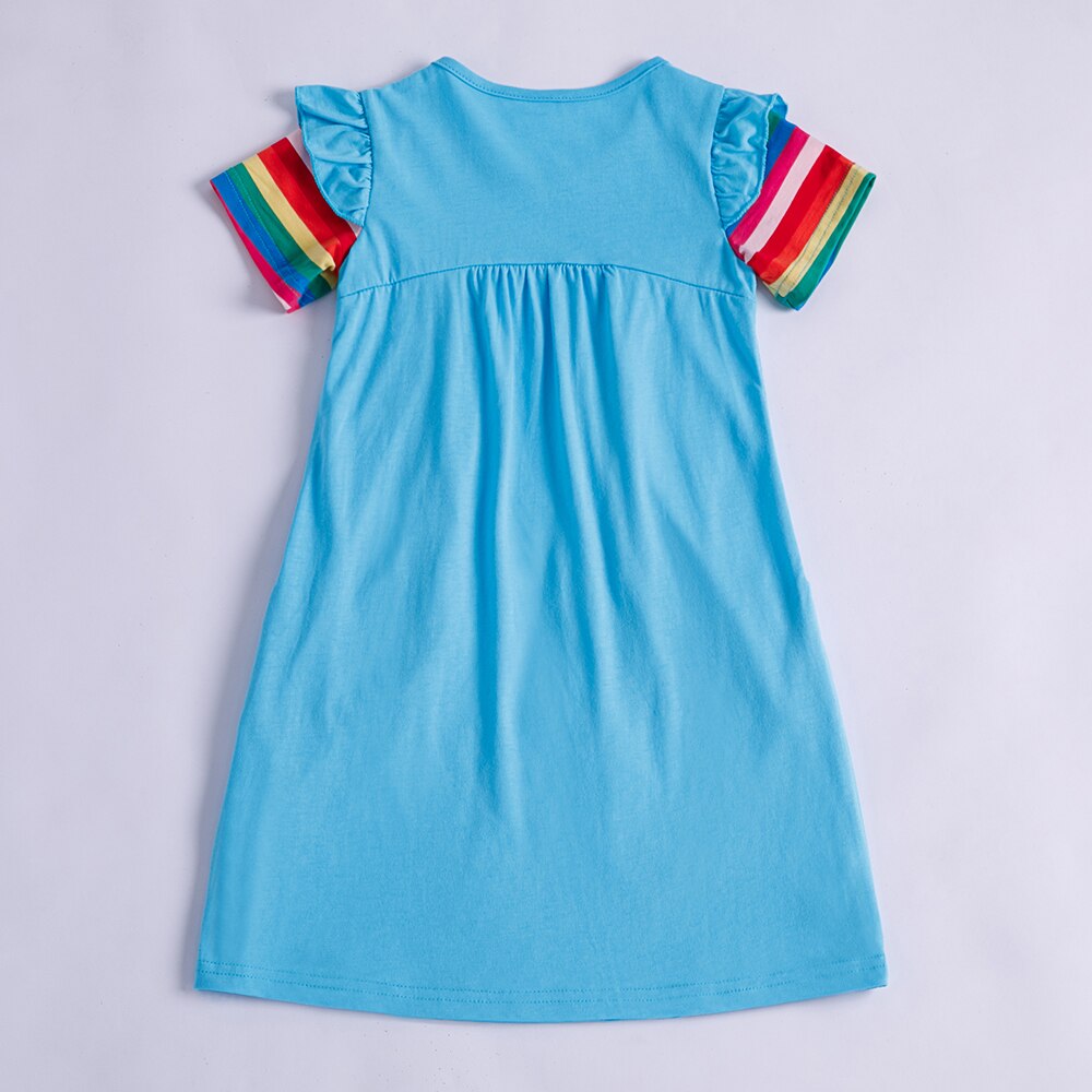 Jxs Nette Meisjes Korte Mouw Jurk Eenhoorn Bloem Borduren Zomer Casual Jurk