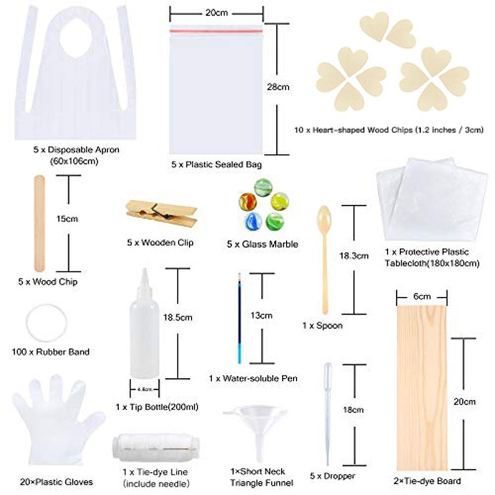 Tie-Dye Kit T-shirt Stof Tie-Dye Gereedschap Kits Met Houten Chips Elastiekjes Handschoenen Squeeze Flessen Schorten gereedschap Voor Kinderen Volwassen