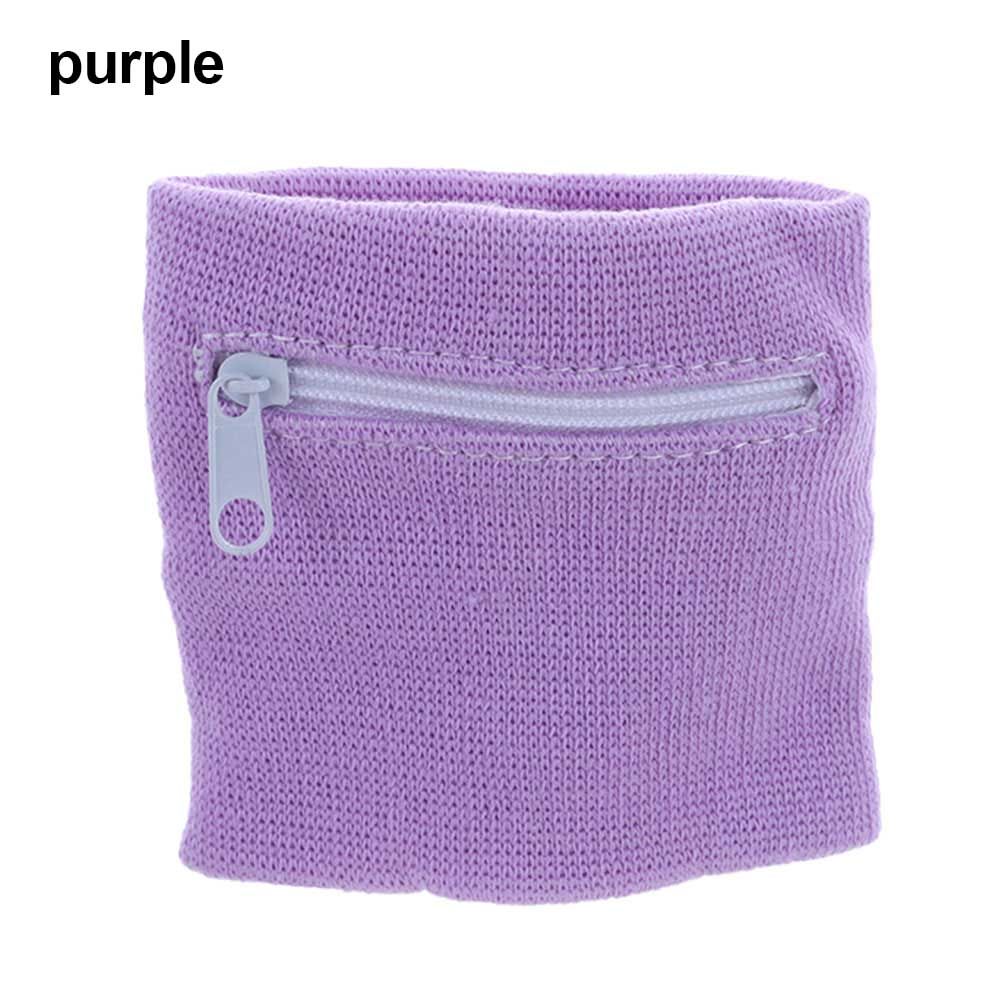 1 pc wrist bag with zipper, running, travel, bike, secure bag for running, gym, bike, wallet, secure: Purple