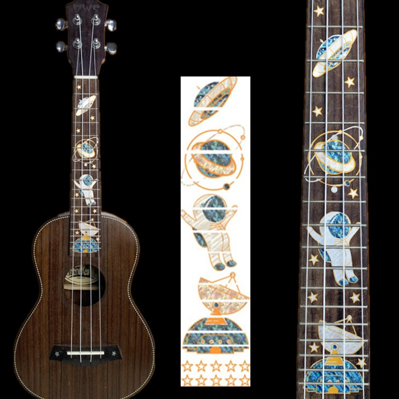 Pegatinas de Ukelele DIY, calcomanías con incrustaciones bonitas, pegatina de diapasón para Ukelele, accesorios: F