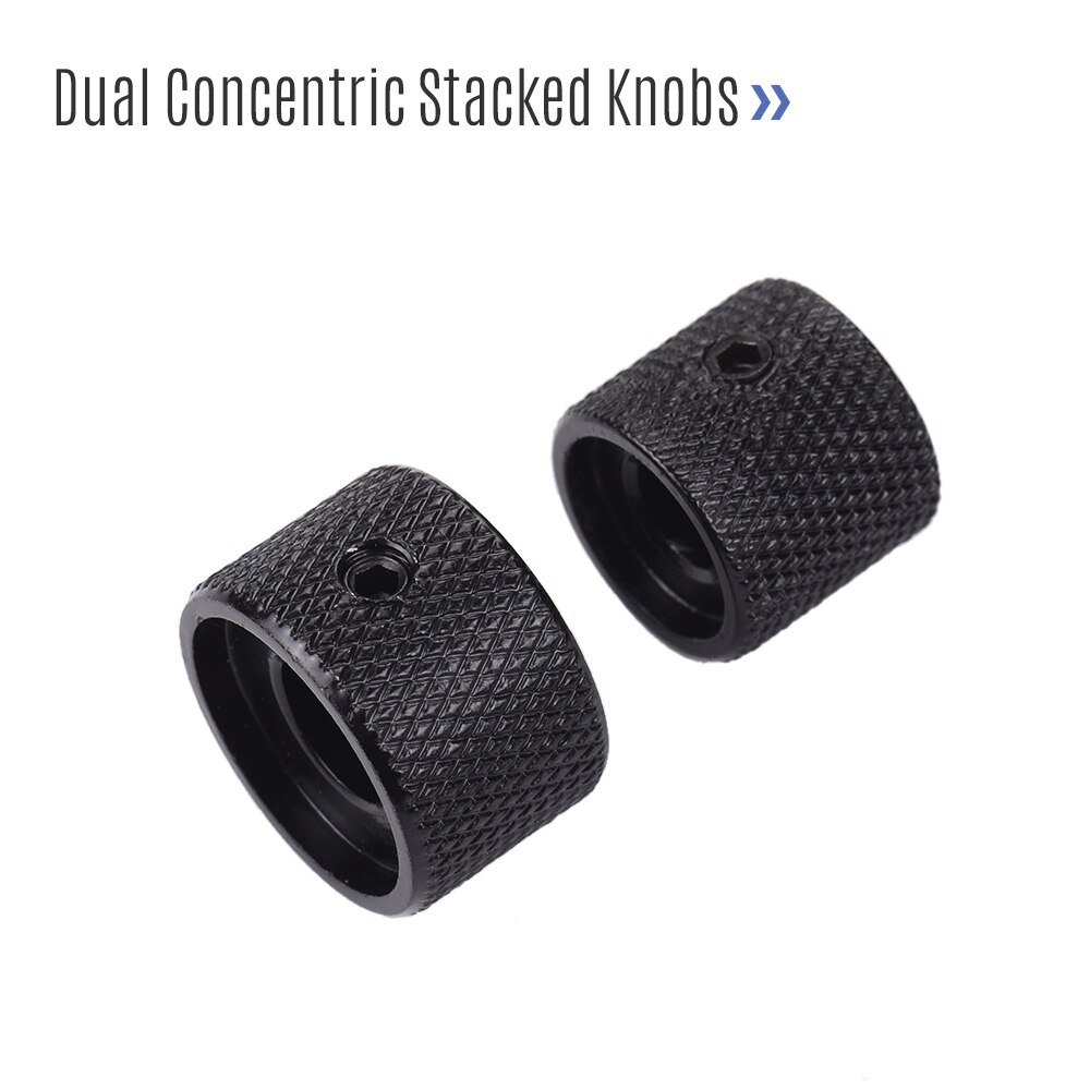 2 Sets Dual Concentric Stacked Control Knobs for Electric Bass Guitars Dual Concentric Knobs Gold / Sliver / Black Color