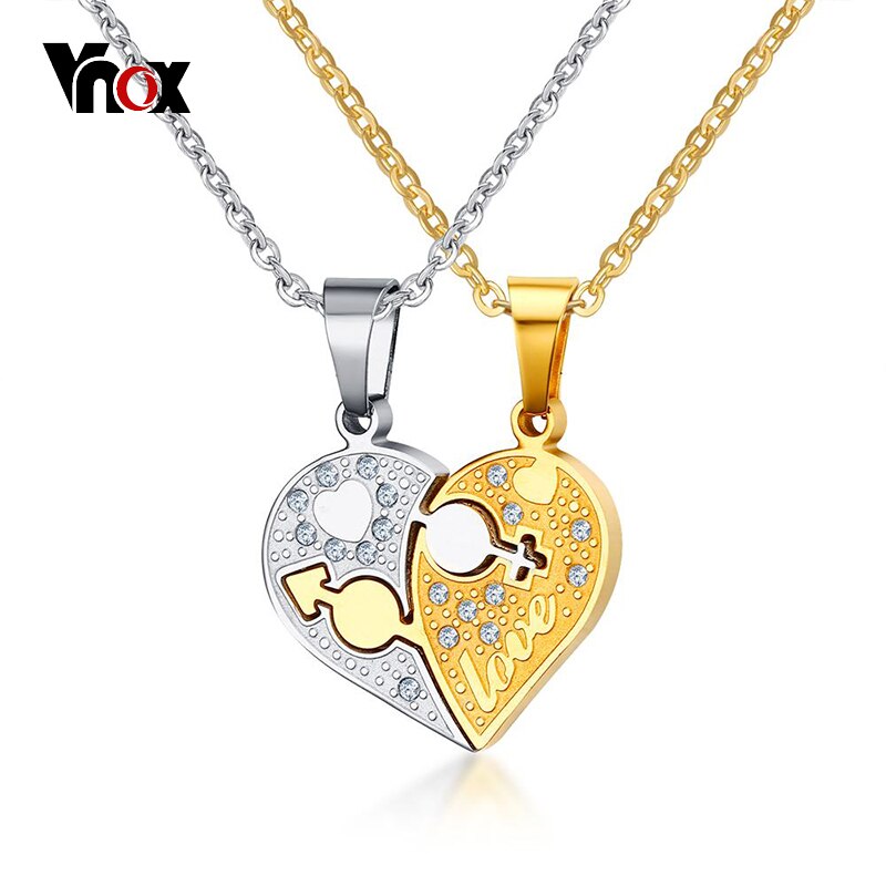 Colgante Vnox de diamantes de imitación con forma de corazón de 20 pulgadas O cadena de eslabones, accesorios de joyería de