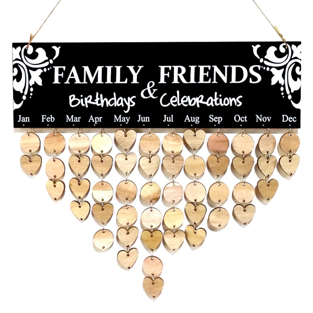 DIY Wood Family & Friends Calendar Birthday Reminder Calendar House Calendar Hanging Decoration DIY Family & Friends Calendar: Default Title