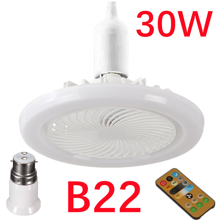 30W 3In1 Ceiling Fan With Lighting Lamp Electric Fan E27 Converter Base With Remote Control For Bedroom Living Silent AC85V-265V: Red