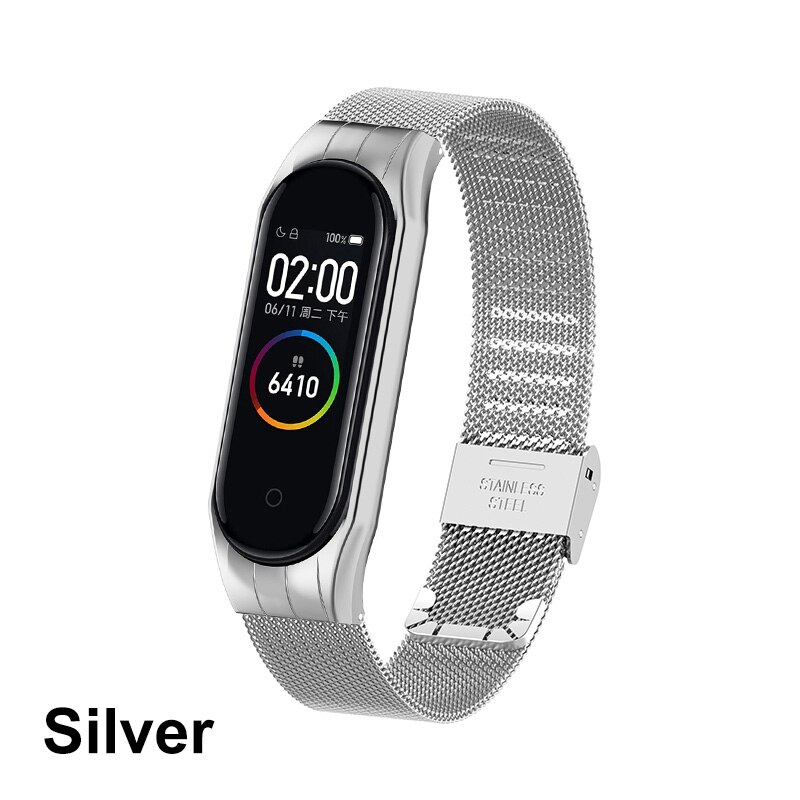 iONCT Metal Bracelet Strap For XiaoMi Mi Band 4 5 Strap Smart Watch Band Mi Band 3 Strap Bracelet Pulseira Miband 4 3 5 Strap: Silver / for mi band 5 Strap