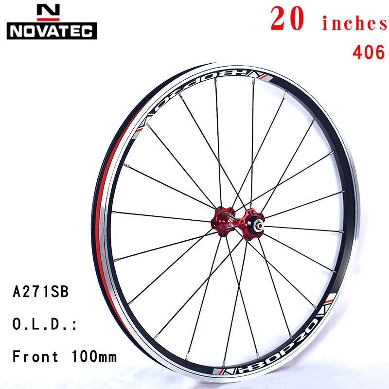 Juego de ruedas de bicicleta de 20 pulgadas Novatec A271/F372SB V, freno 451 406, 4 rodamientos, 7-11 velocidades, 20 24H, ruedas plegables de aleación de aluminio con QR: 406 100MM  Front