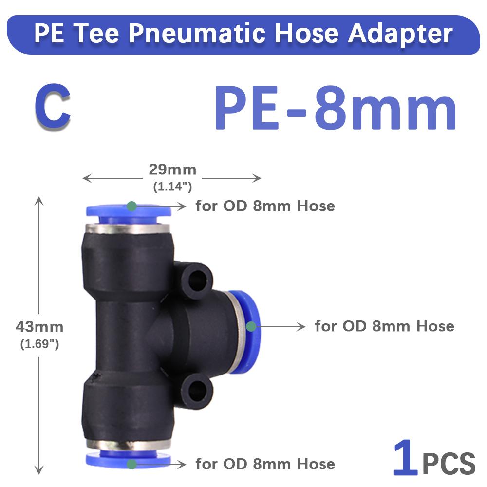 4-16mm T-Schlauch Adapter Unterhose sperren Schnelleinsatz-Entriegelung anschluss Wasser drücken-in-Rohr Pneumatik rohr verschraubung für Garten bewässerung: Silber