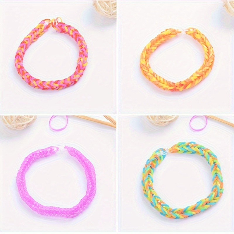Ensemble de bandes de métier à tisser, Kit de fabrication de bracelets à faire soi-même, Kit de bandes de métier à tisser lumineuses fluorescentes transparentes, Kit de démarrage d'élastiques colorés avec