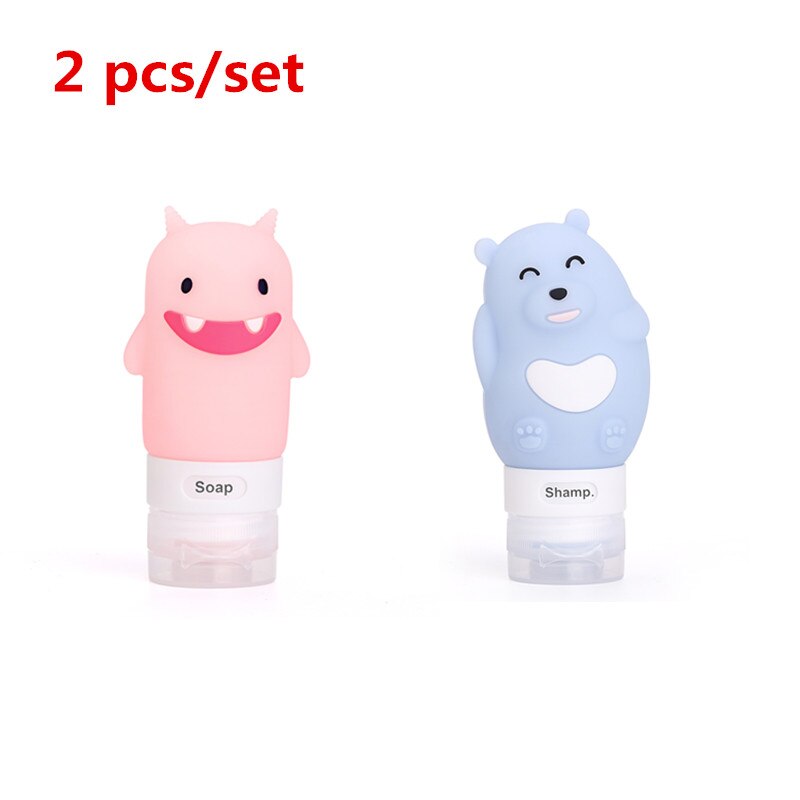 3/1pcs portable Outdoor travel set bottle squeeze cartoon animal modeling bottle Silicone little empty bottl Multi-purpose: 2 pcs