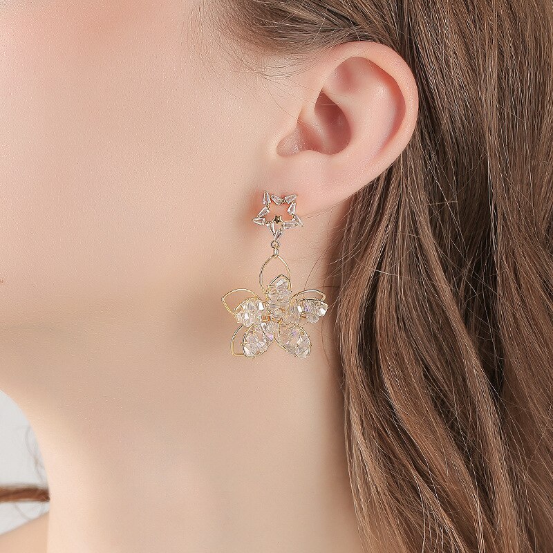 nouvelle bijoux en cristal longues boucles d'oreilles Dro pour les femmes boucle d'oreille de mariage