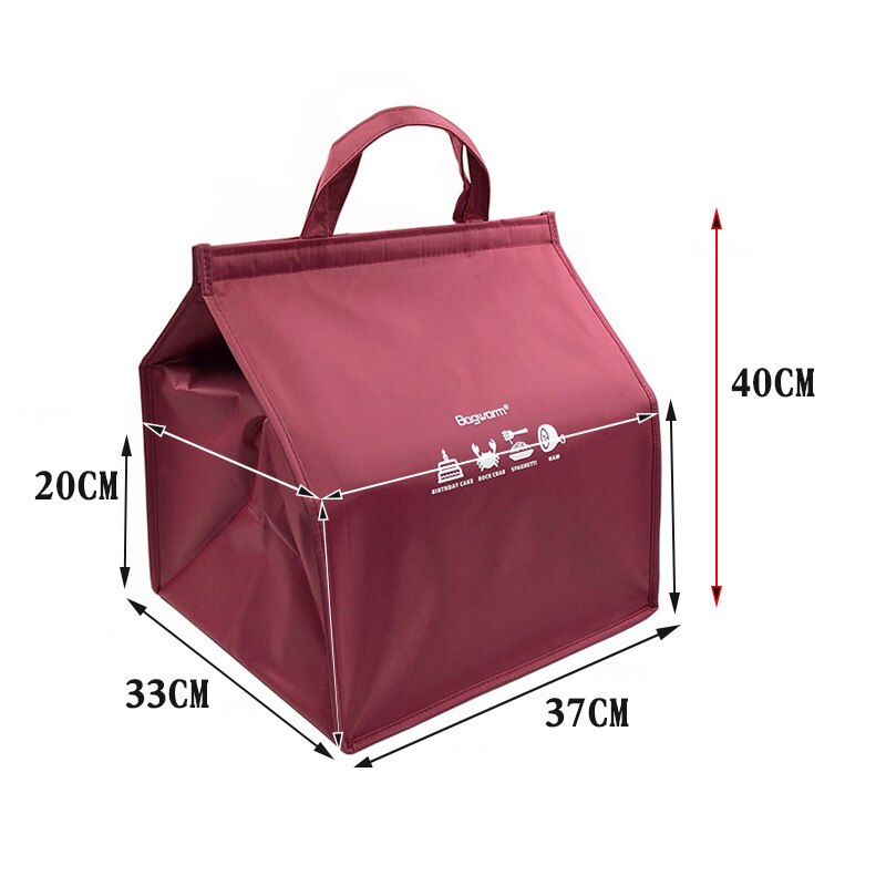 Bolsa térmica aislante para pasteles y pizza, bolso aislante de gran capacidad de para alimentos, bebidas y frutas