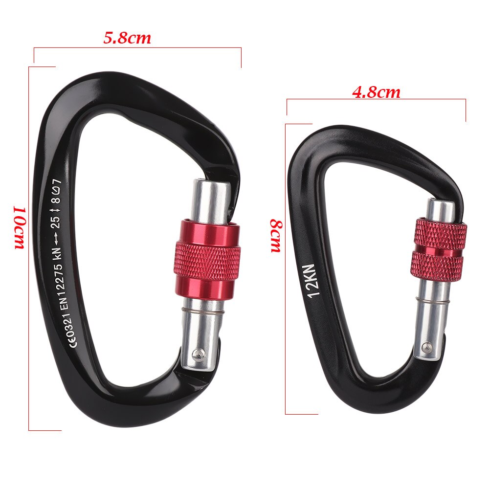 Mosquetón de , ganchos para llaves de escalada, forma de D, cerradura maestra de seguridad de aluminio, herramienta para escalar al aire libre, 12/25KN
