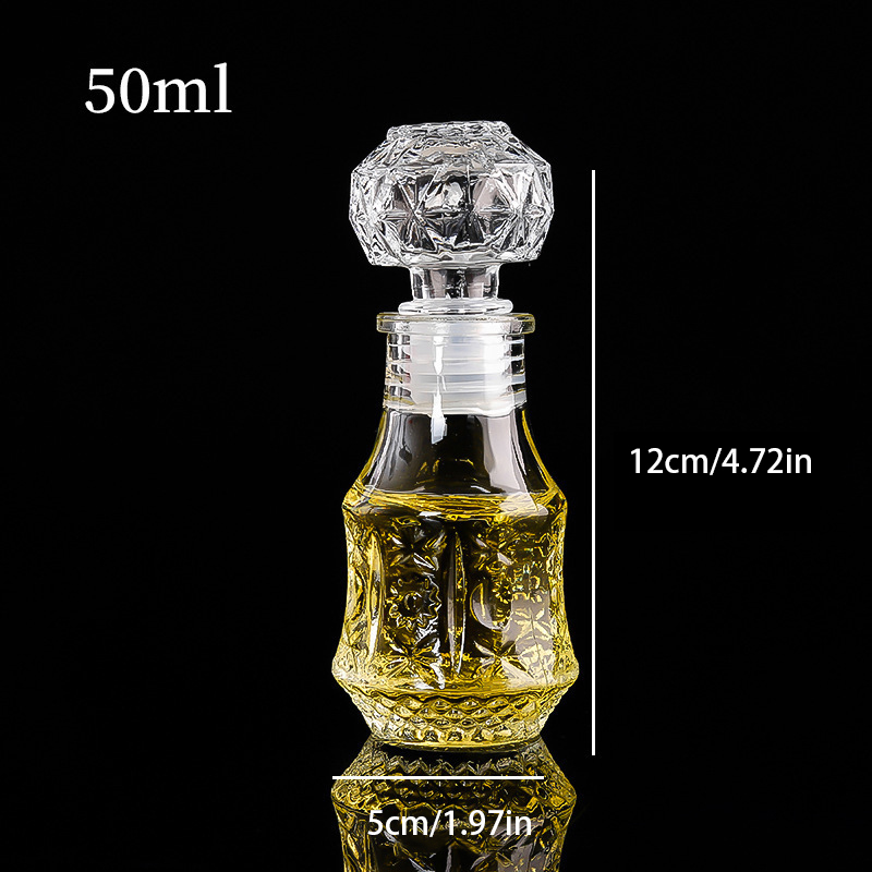 1 buc 50ml sticle mici transparente goale de whisky, vin, sticle mini de alcool din sticlă cu capac cu filet, decantor de whisky: Albastru