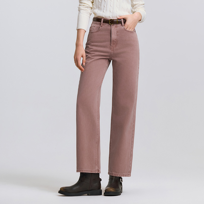 Semir Jeans Women Vintage Long Trousers Spring Wide-leg Trousers Comfortable Soft Versatile Trousers: L / Pink
