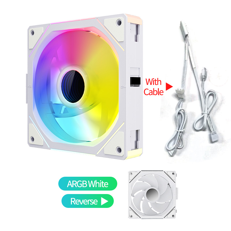 Teucer JM-1 PC boîtier ventilateur miroir Cycle ARGB 120mm 12v/4Pin PWM châssis à faible bruit refroidissement par eau ventilateur paquet unique avec câble: GRIS