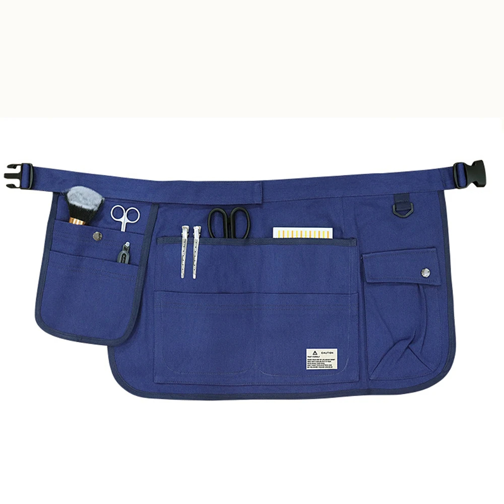 Delantal de media cintura a la , delantal ajustable de lona con múltiples bolsillos, herramienta de peluquero hortícola, delantal de cintura para hombres y mujeres: Azul