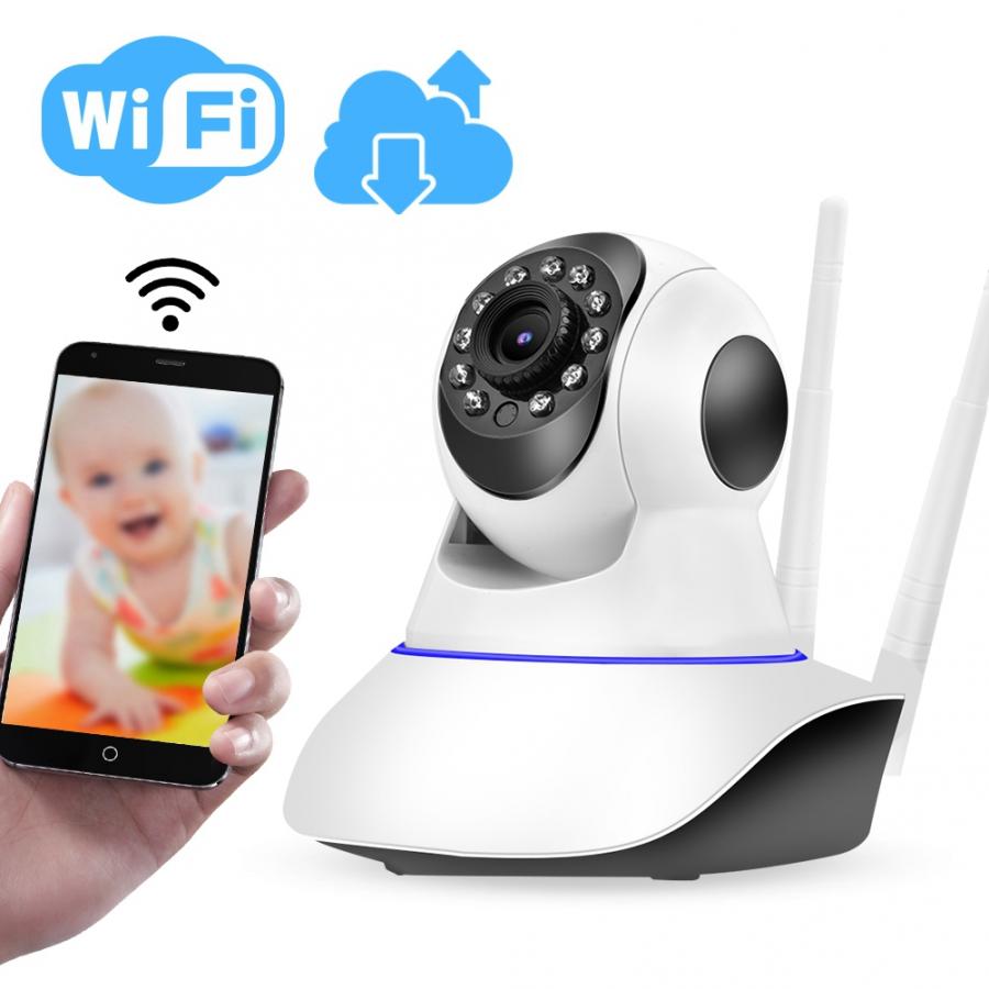 Babyfoon 1mp 720p wifi ptz kamera hd dobbelt antenne baby monitor videokamera ir nattesyn baby monitor us / eu / uk  /au 100-240v