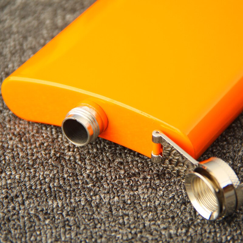 Led gratis, 7 oz rvs oranje geschilderd liquor heupfles, pocket heupfles