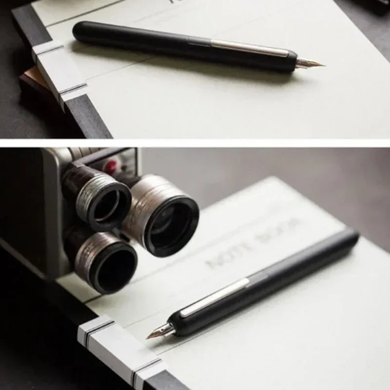 Penna stilografica wakaka red dot award dialog focus 3, penna a scatto con inchiostro e pennino in titanio nero e 14k punte in oro