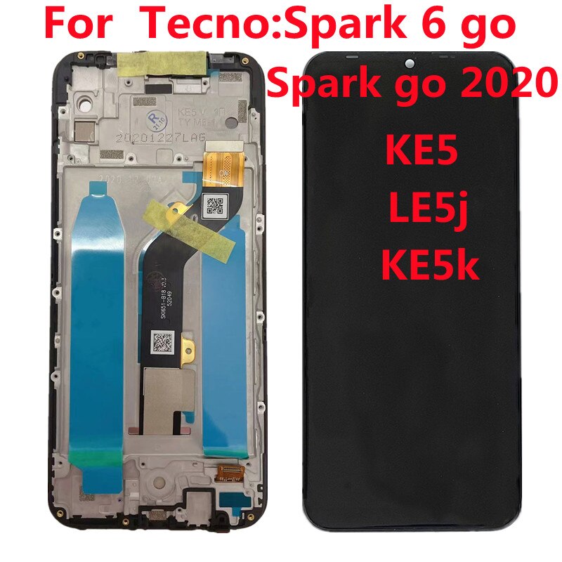 Original 6.52 " lcd-display mit touchscreen und digitizer für tecno spark 6 go ke5j ke5k /  und spark go  ke5 mit rahmen