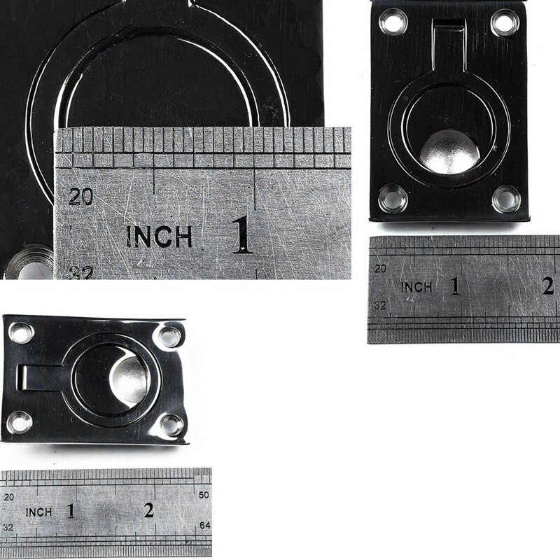Stainless Steel Square Flush Pull Ring Handle, Built-in Furniture Handle, Marine and Yacht Accessories