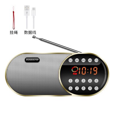 Portable Fm Radio Walkman Draagbare Speaker Usb Muziek Radio Speler: GOLD