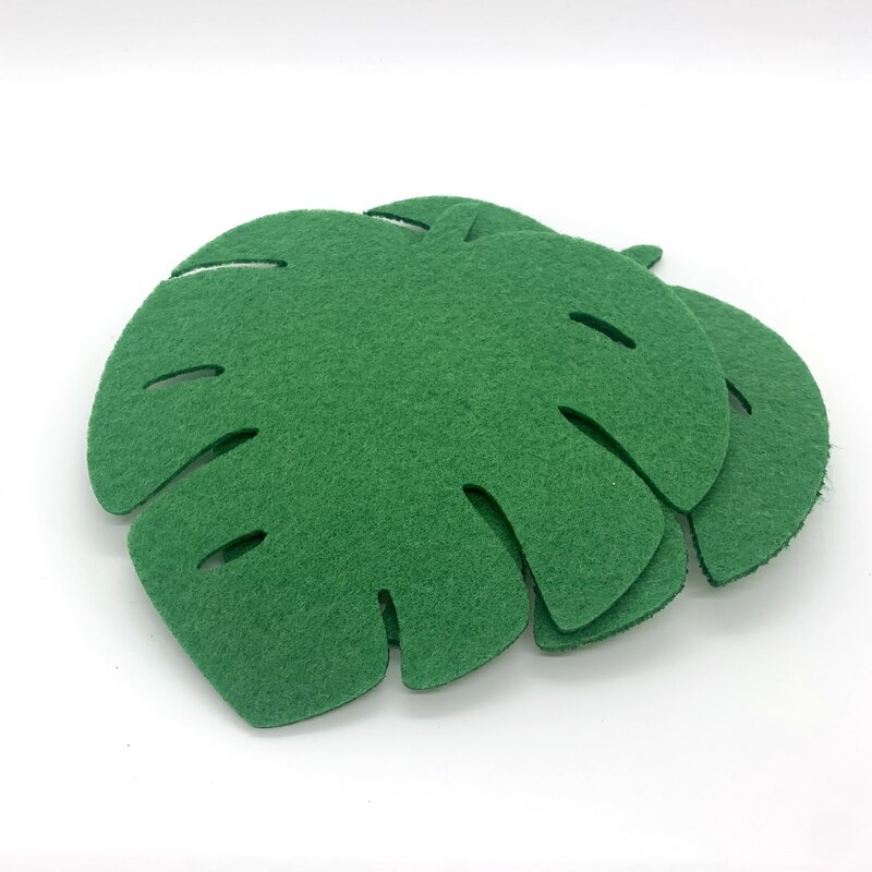 Posavasos de fieltro de hojas para decoración de fiestas, alfombrillas de tela con dibujos animados, suministros de flamenco para el hogar y la habitación de los niños, 8 Uds.