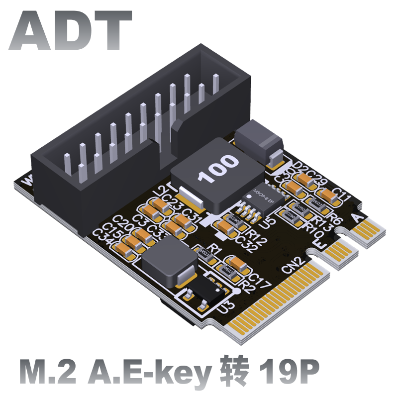 Interfaz ADT M.2 WiFi, llave a USB 3,0, placa base 19P/20P, placa adaptadora de Panel frontal para unidad de estado sólido de red inalámbrica USB