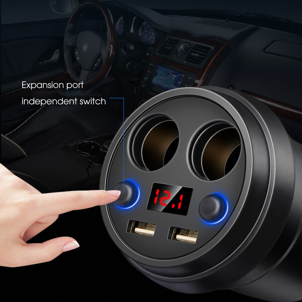 Dual USB Car Charger DC/5V 3.1A Power Socket Adapter Cigarette Lighter Splitter Mobile Phone Chargers With Voltage LED Display
