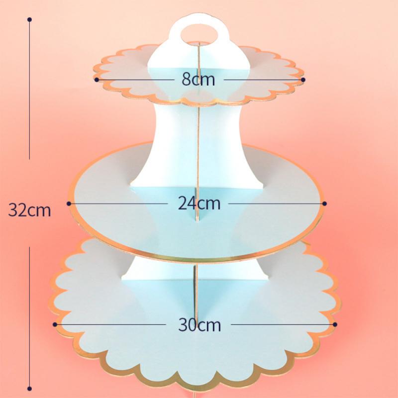 3-layer Paper Cake Stand Round Foldable Cardboard Birthday Wedding Party Dessert Cake Insert Cake Decorating Supplies Cake Stand