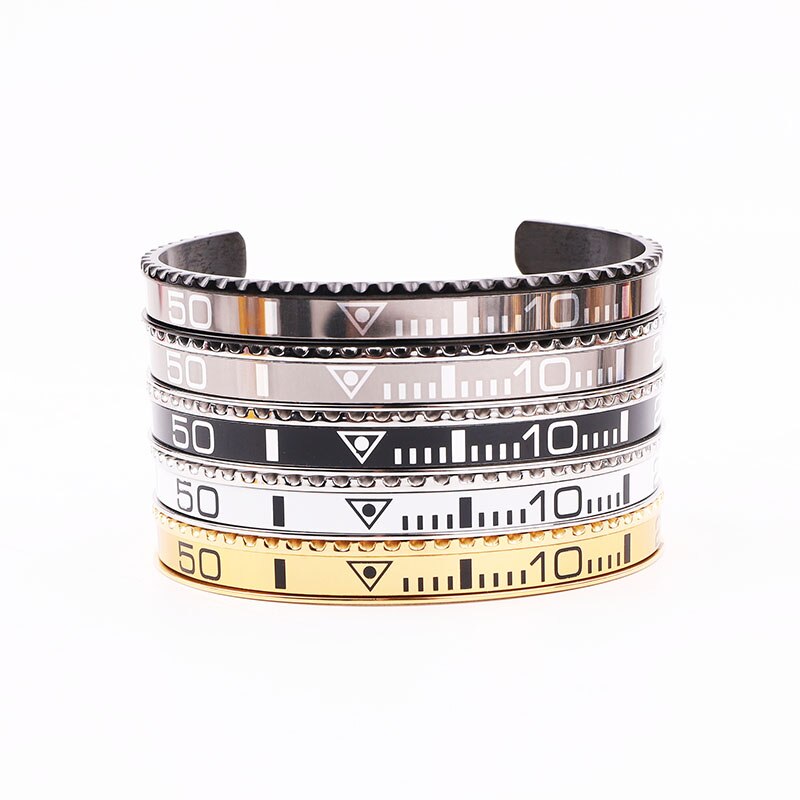 Bracciale rigido da uomo in acciaio inossidabile 316L con numeri di velocità in acciaio inossidabile 316L