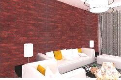 Tredimensionelt 3d mursten murstenlignende tapet tv møbler fortykning vandtæt pvc selvklæbende tapet sten import stick: Rød