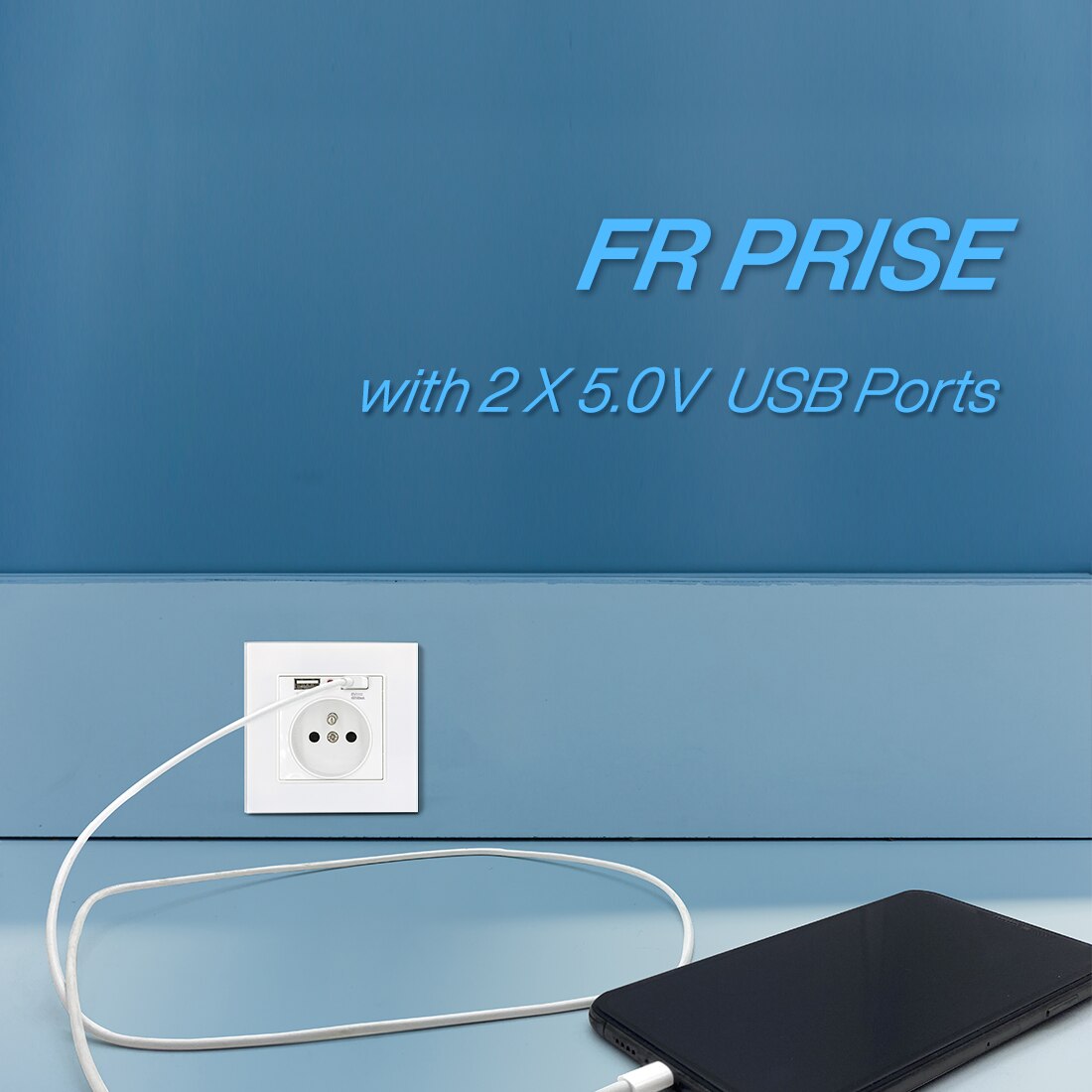 BSEED-Enchufes de pared USB dobles, tomas de carga de energía Dual, Panel blanco dorado y negro, 86mm, 5V, 1.1A, con luz Led