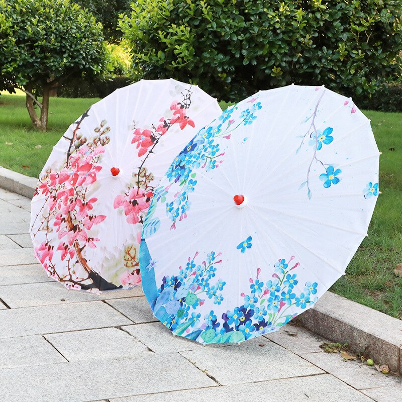 Paraguas de seda Retro para mujer, sombrilla de estilo chino de papel de aceite, de baile antiguo, paraguas decorativo artesanal, paraguas de mango de madera