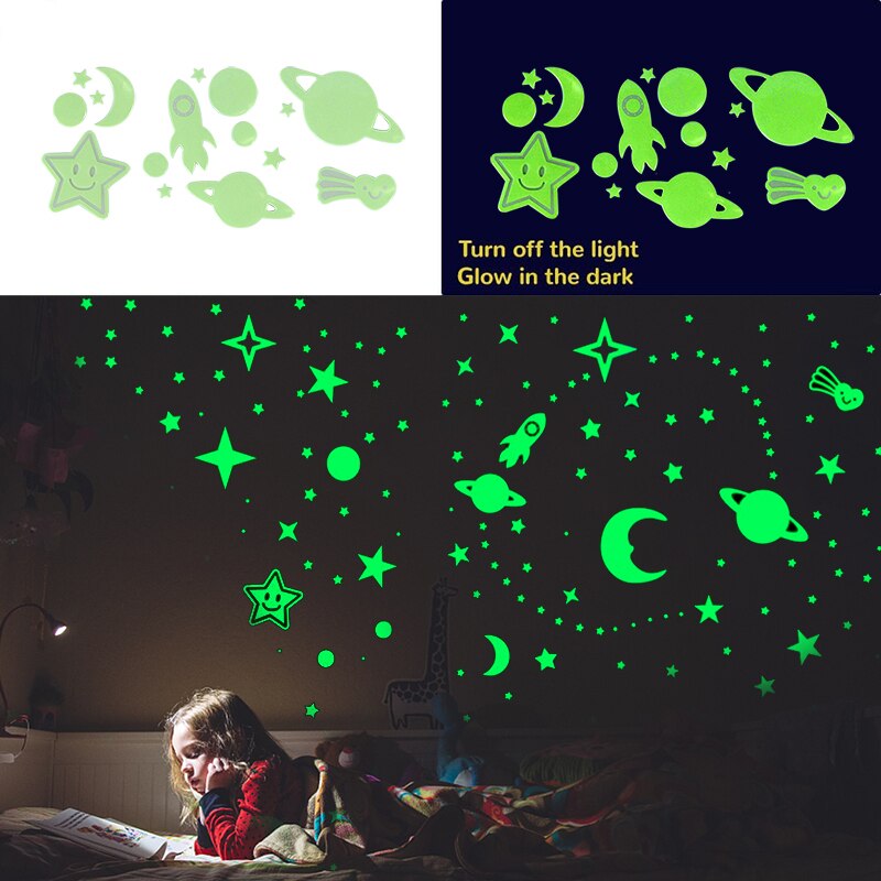 Lichtgevende Sterren Maan Muurstickers Fluorescent Glow In The Dark Voor Kinderen Slaapkamer Babykamer Thuis Plafond Decoratie Muurstickers